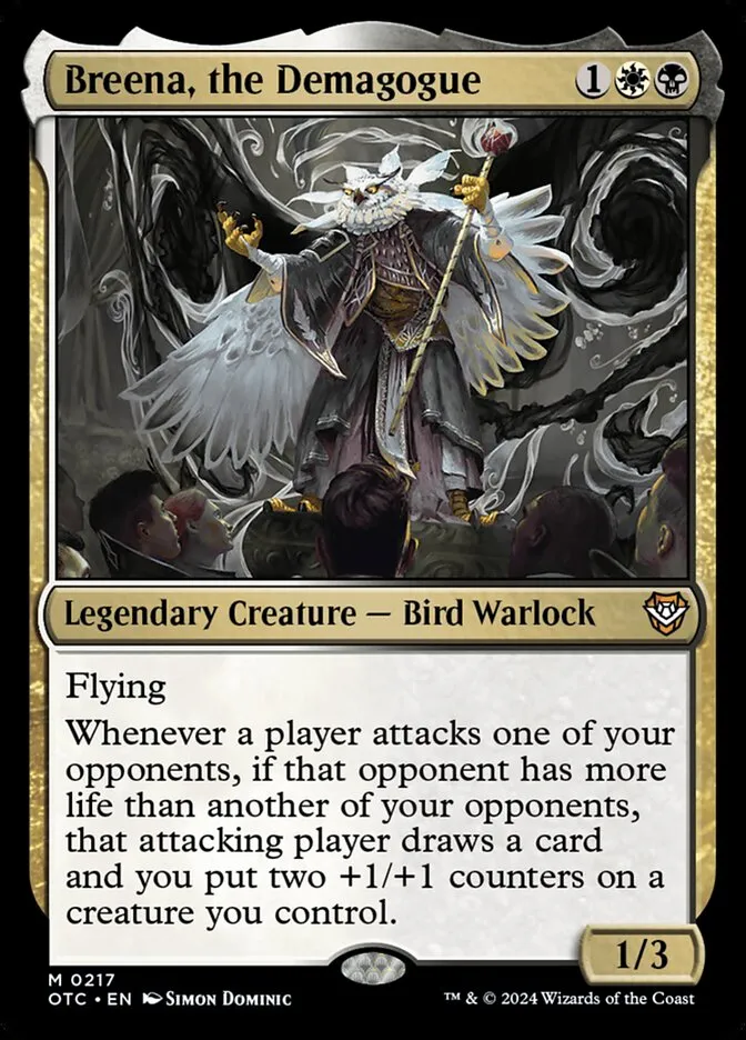 2024 Outlaws of Thunder Junction Commander Breena, the Demagogue #217 mythic card image