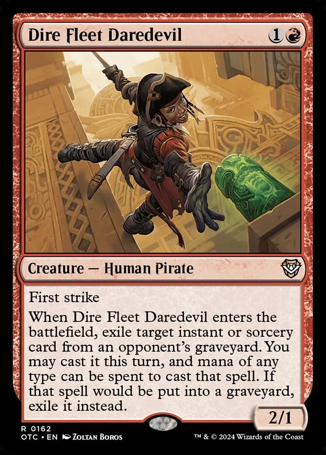 2024 Outlaws of Thunder Junction Commander Dire Fleet Daredevil #162 rare card image