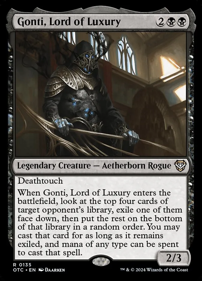 2024 Outlaws of Thunder Junction Commander Gonti, Lord of Luxury #135 rare card image