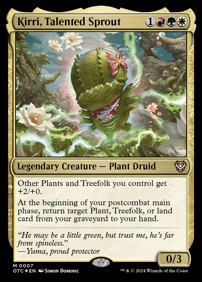 2024 Outlaws of Thunder Junction Commander Kirri, Talented Sprout mythic #7 mythic card image