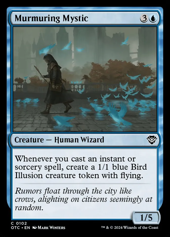 2024 Outlaws of Thunder Junction Commander Murmuring Mystic common #102 common card image