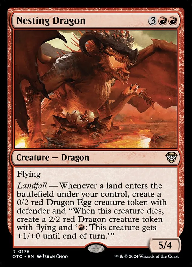 2024 Outlaws of Thunder Junction Commander Nesting Dragon #176 rare card image