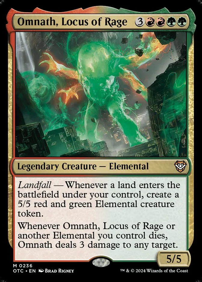 2024 Outlaws of Thunder Junction Commander Omnath, Locus of Rage #236 mythic card image