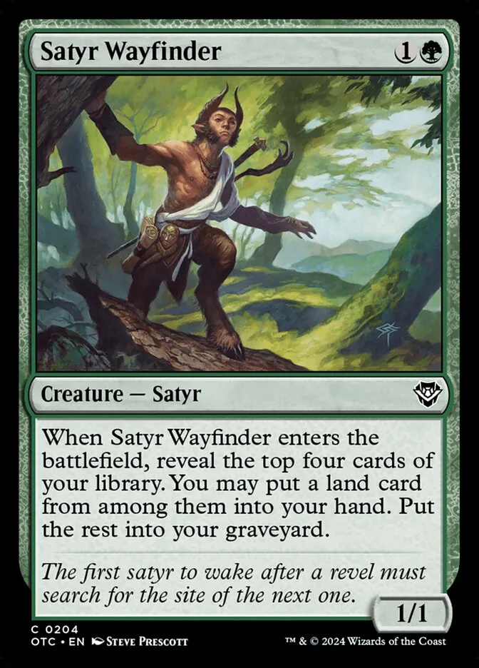 2024 Outlaws of Thunder Junction Commander Satyr Wayfinder common #204 common card image