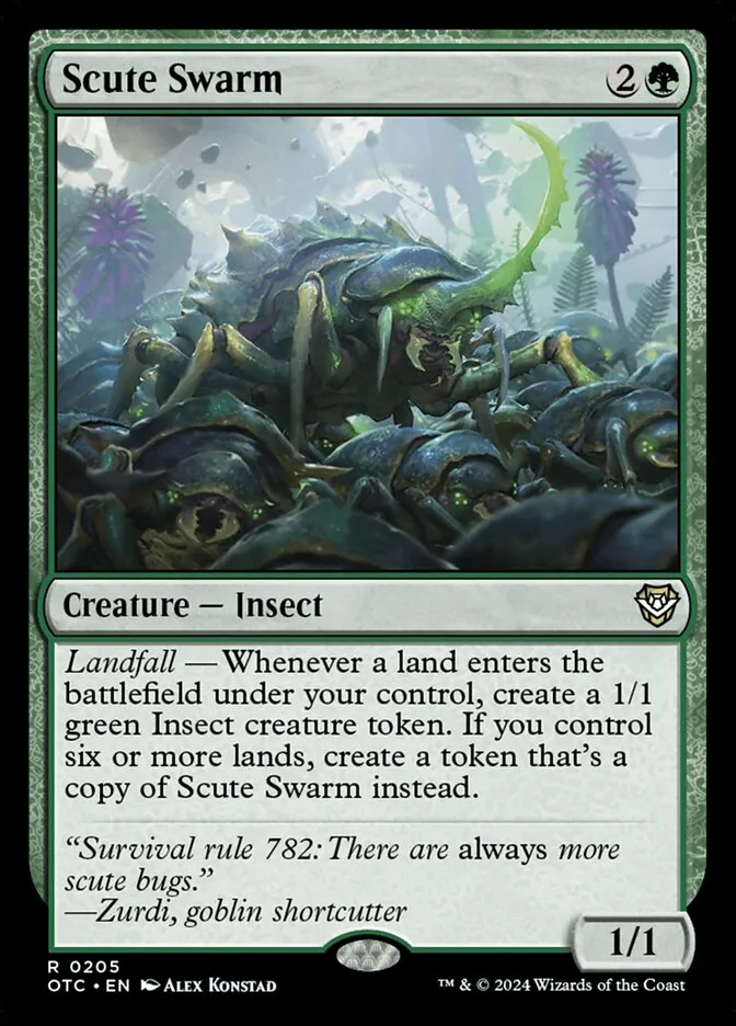2024 Outlaws of Thunder Junction Commander Scute Swarm #205 rare card image