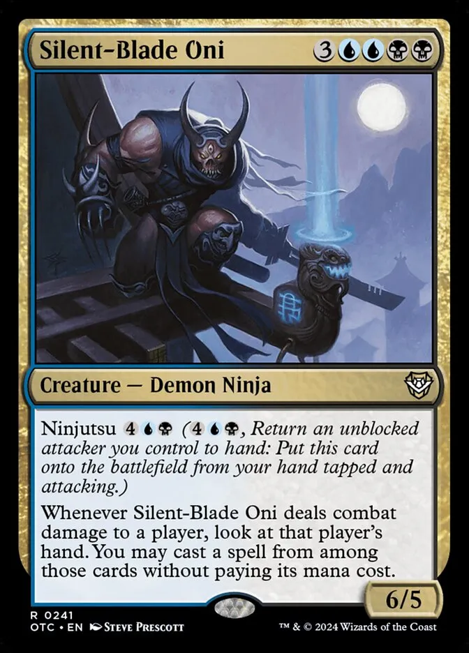 2024 Outlaws of Thunder Junction Commander Silent-Blade Oni #241 rare card image