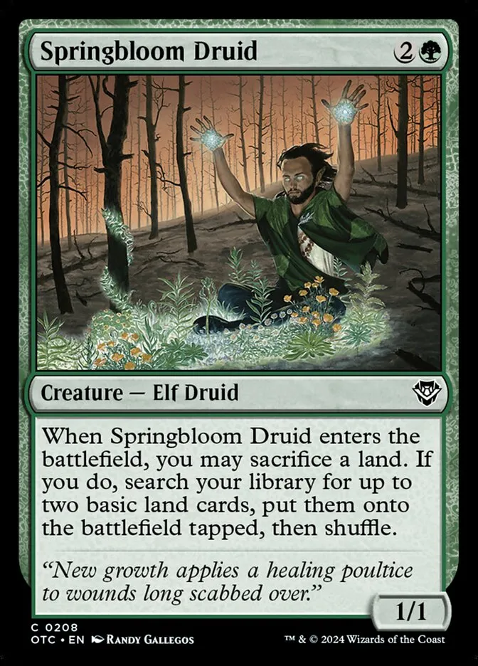 2024 Outlaws of Thunder Junction Commander Springbloom Druid common #208 common card image