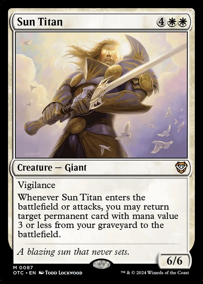 2024 Outlaws of Thunder Junction Commander Sun Titan #87 mythic card image