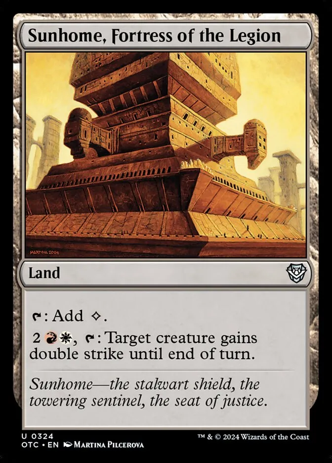 2024 Outlaws of Thunder Junction Commander Sunhome, Fortress of the Legion #324 uncommon card image
