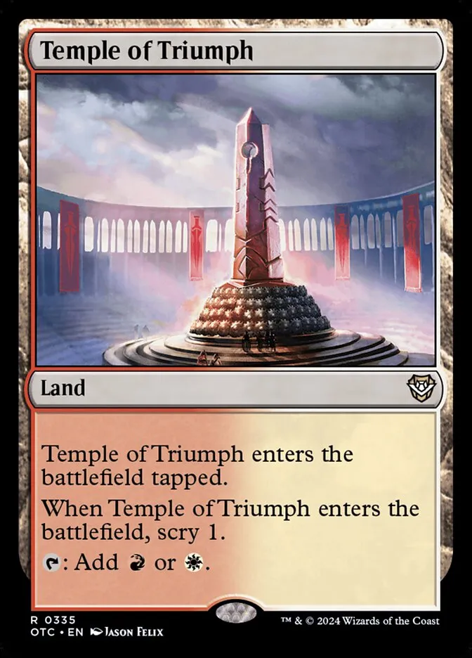 2024 Outlaws of Thunder Junction Commander Temple of Triumph #335 rare card image