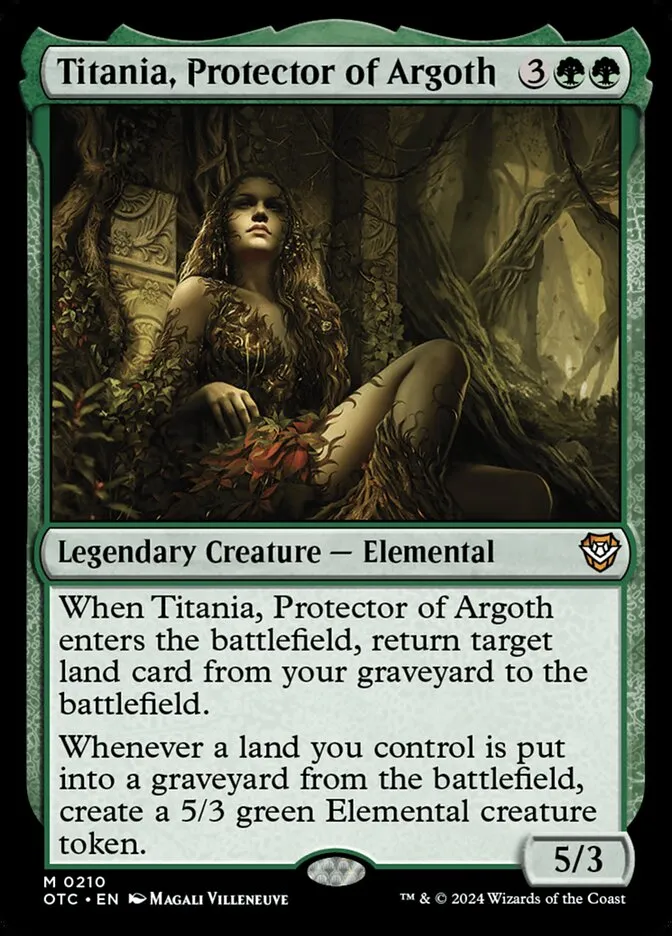 2024 Outlaws of Thunder Junction Commander Titania, Protector of Argoth #210 mythic card image