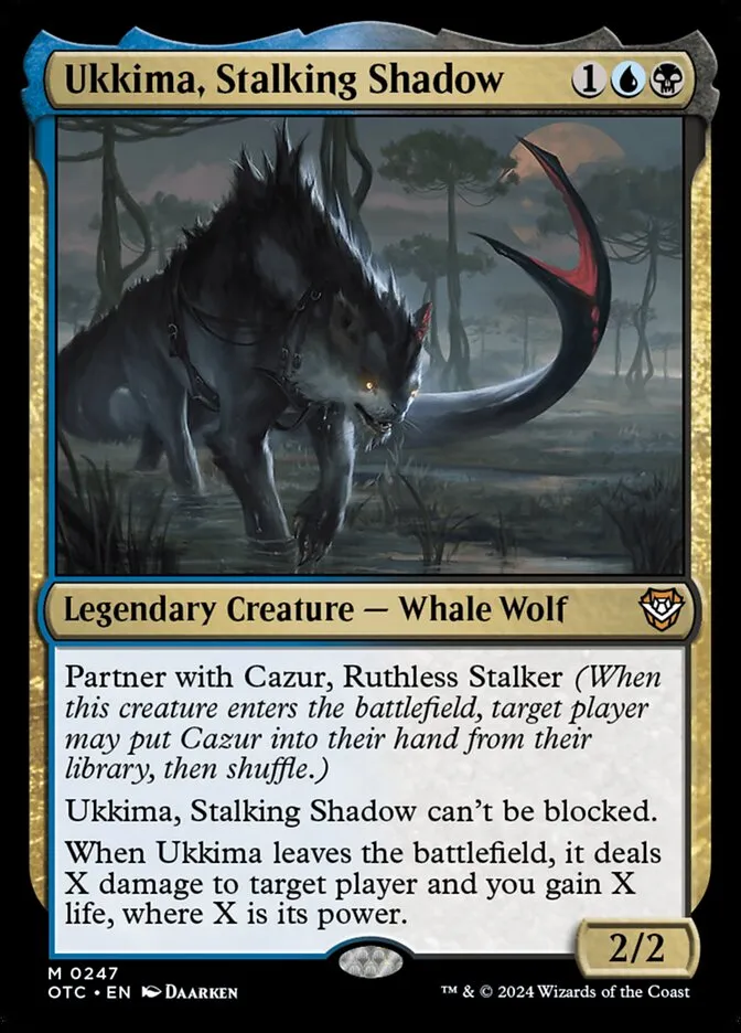 2024 Outlaws of Thunder Junction Commander Ukkima, Stalking Shadow #247 mythic card image