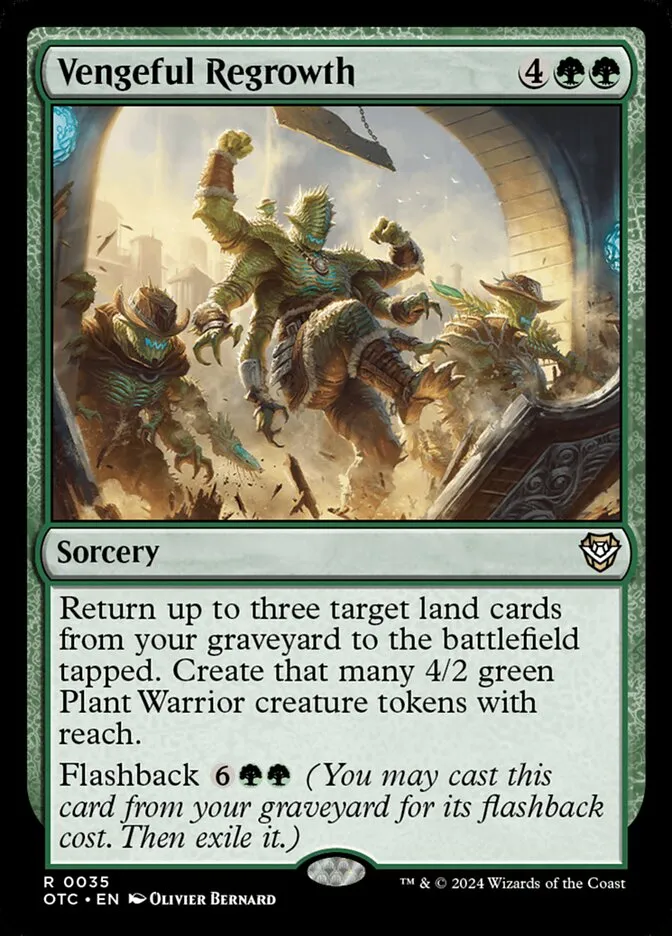 2024 Outlaws of Thunder Junction Commander Vengeful Regrowth rare #35 rare card image