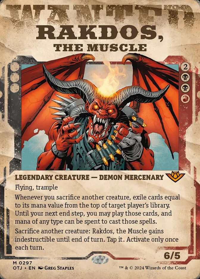 2024 Outlaws of Thunder Junction Rakdos, the Muscle #297 mythic card image