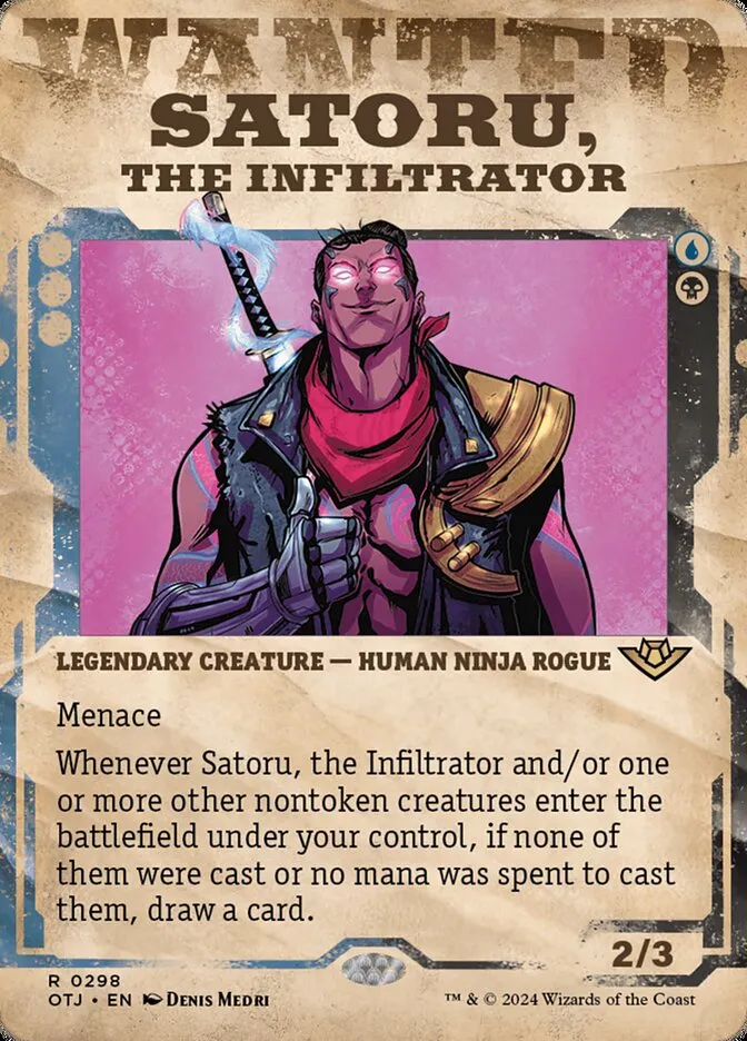 2024 Outlaws of Thunder Junction Satoru, the Infiltrator #298 rare card image