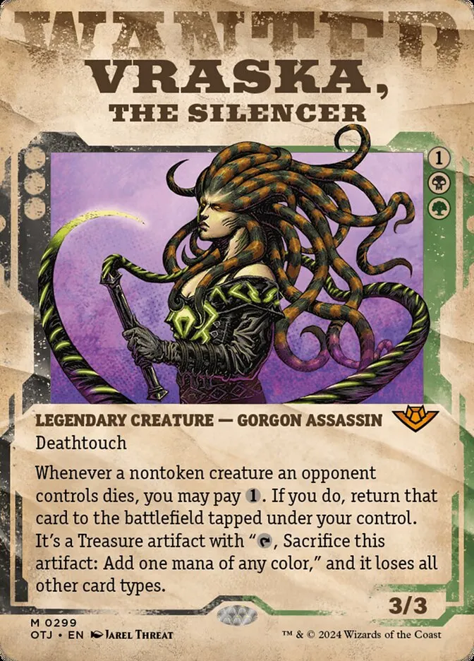 2024 Outlaws of Thunder Junction Vraska, the Silencer #299 mythic card image