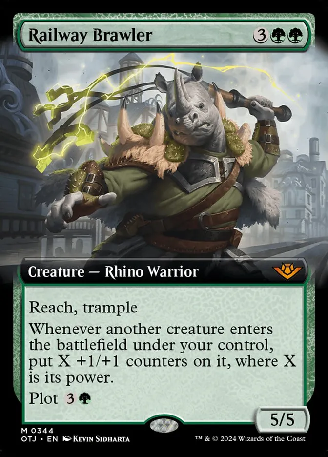 2024 Outlaws of Thunder Junction Railway Brawler #344 mythic card image