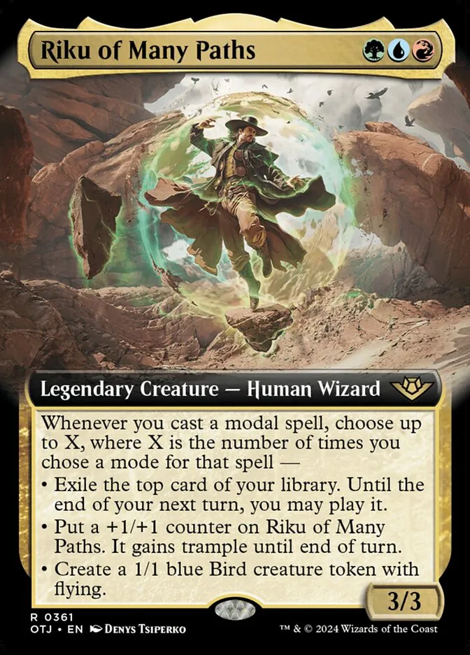 2024 Outlaws of Thunder Junction Riku of Many Paths #361 rare card image