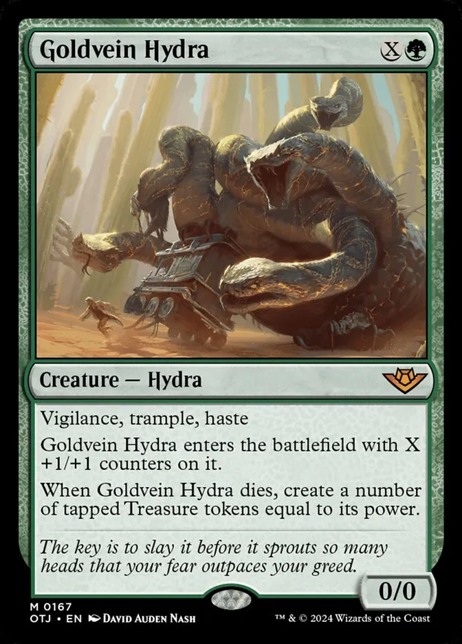 2024 Outlaws of Thunder Junction Goldvein Hydra #167 mythic card image