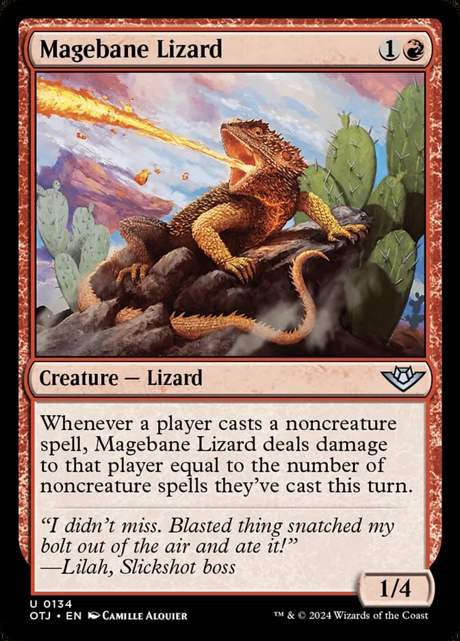 2024 Outlaws of Thunder Junction Magebane Lizard #134 uncommon card image