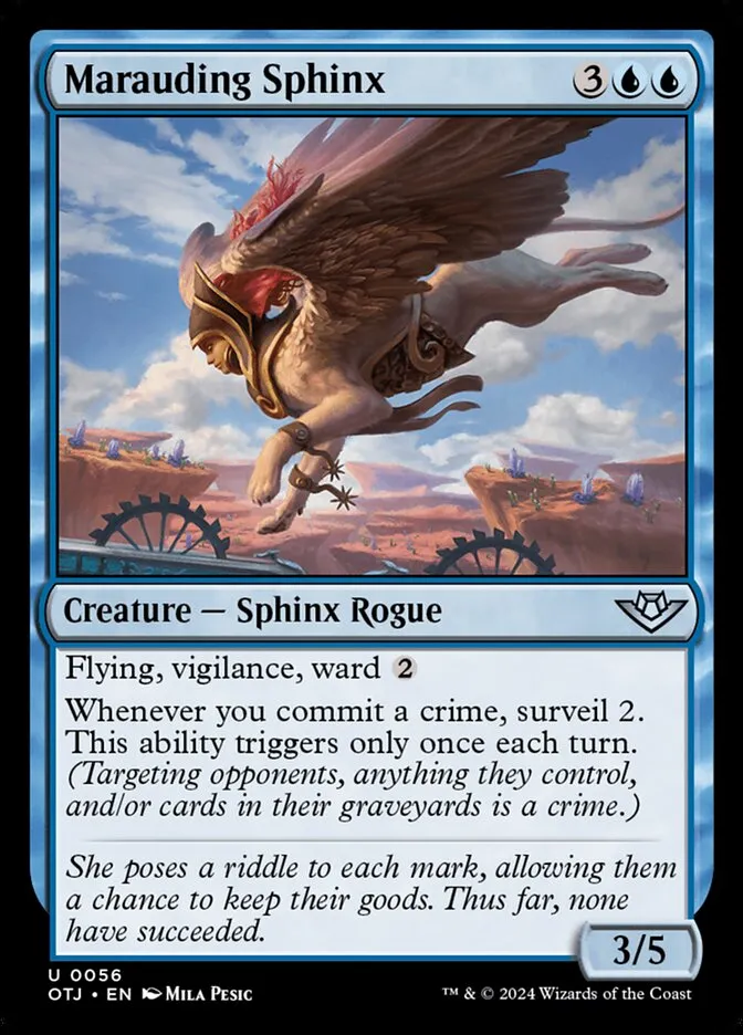 2024 Outlaws of Thunder Junction Marauding Sphinx #56 uncommon card image