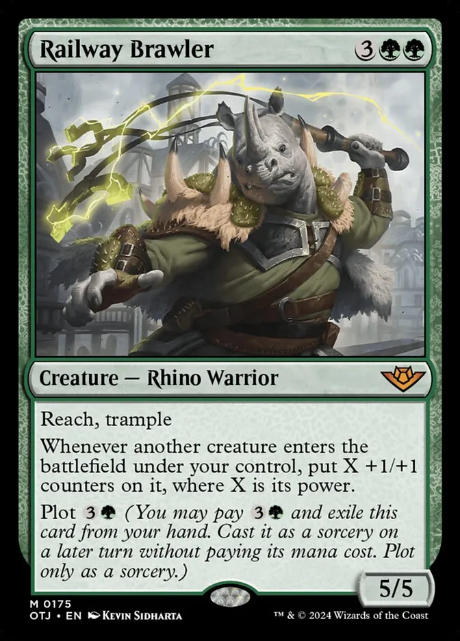 2024 Outlaws of Thunder Junction Railway Brawler #175 mythic card image