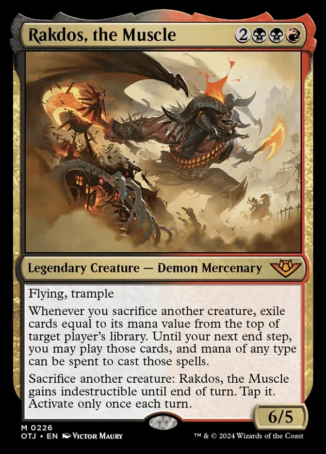2024 Outlaws of Thunder Junction Rakdos, the Muscle #226 mythic card image
