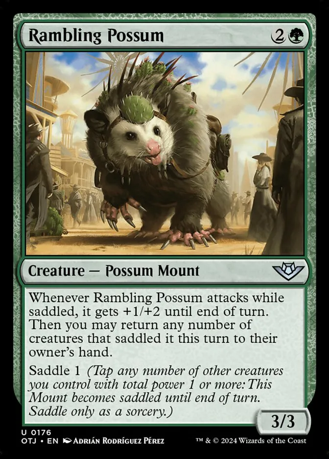 2024 Outlaws of Thunder Junction Rambling Possum #176 uncommon card image