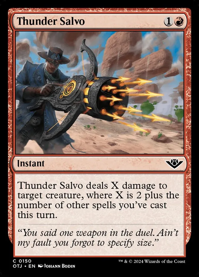 2024 Outlaws of Thunder Junction Thunder Salvo #150 common card image
