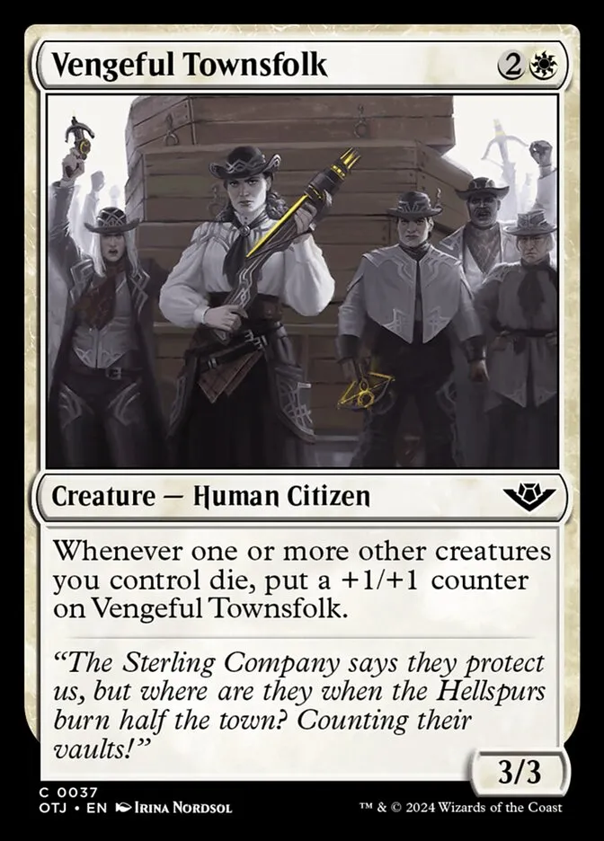 2024 Outlaws of Thunder Junction Vengeful Townsfolk #37 common card image