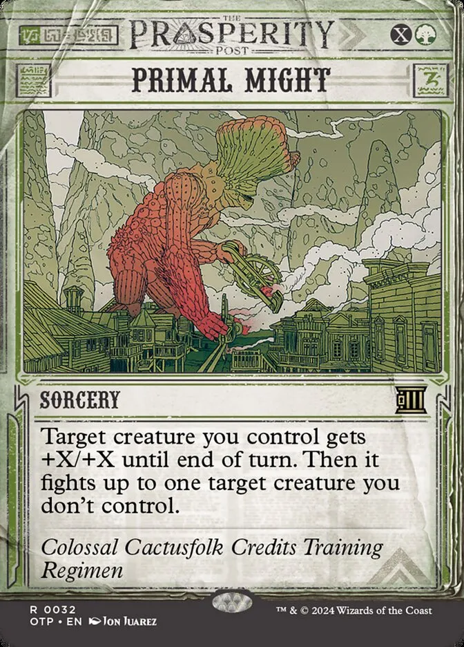 2024 Breaking News Primal Might rare #32 rare card image