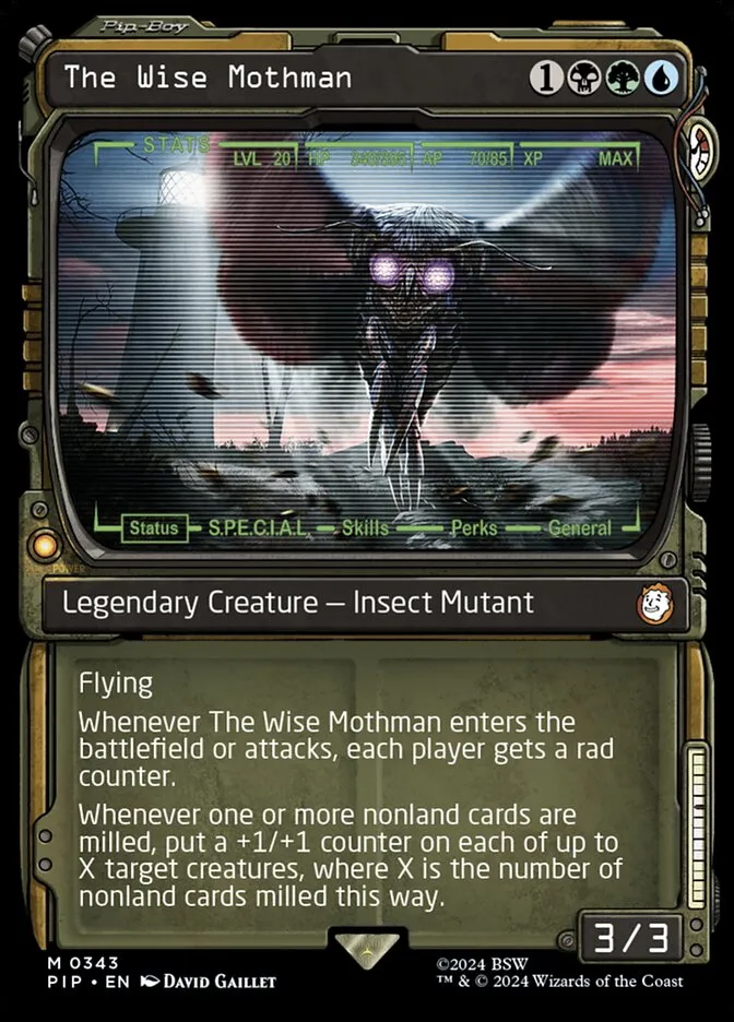 2024 Fallout The Wise Mothman [Foil] mythic #343 mythic card image