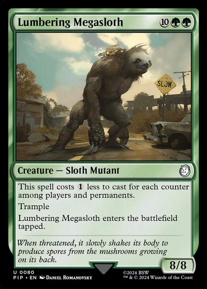 2024 Fallout Lumbering Megasloth [Foil] uncommon #80 uncommon card image