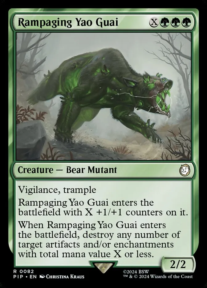 2024 Fallout Rampaging Yao Guai [Foil] rare #82 rare card image