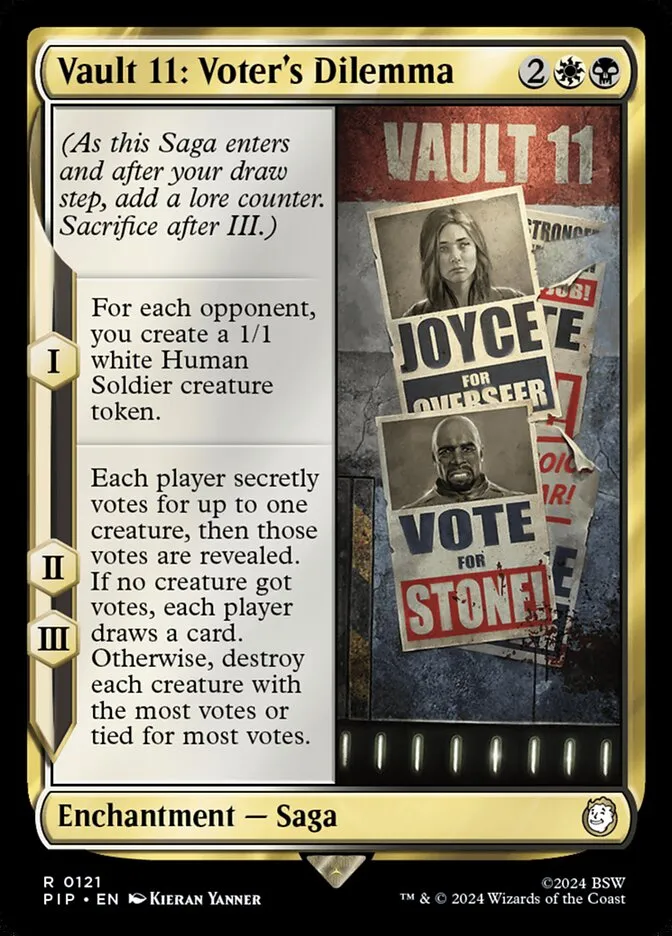 2024 Fallout Vault 11: Voter's Dilemma rare #121 rare card image