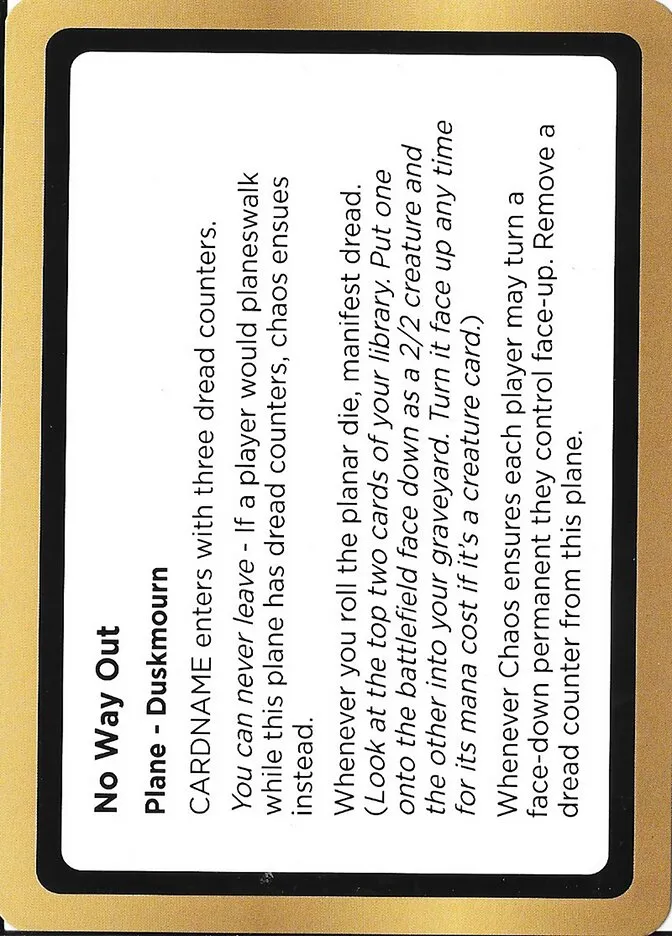 2024 Black Lotus Unknown Planechase No Way Out (Playtest) common #PLA031 common card image