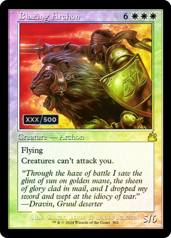 2024 Ravnica Remastered Blazing Archon #302z rare card image