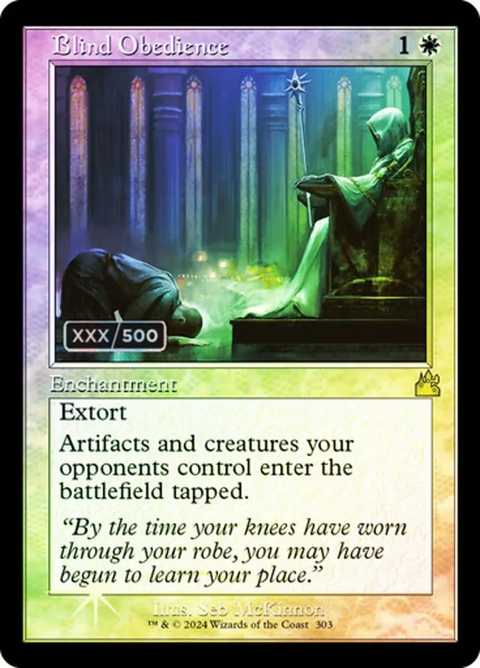 2024 Ravnica Remastered Blind Obedience #303z rare card image