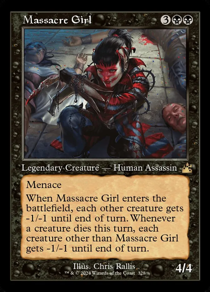 2024 Ravnica Remastered Massacre Girl [Serialized] rare #328 rare card image