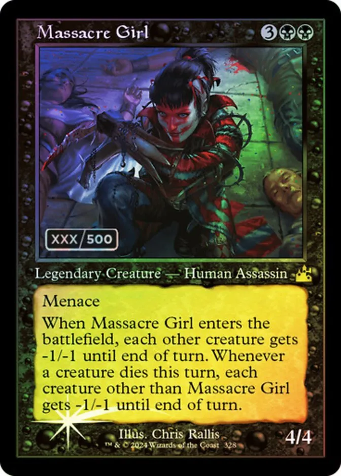 2024 Ravnica Remastered Massacre Girl #328z rare card image