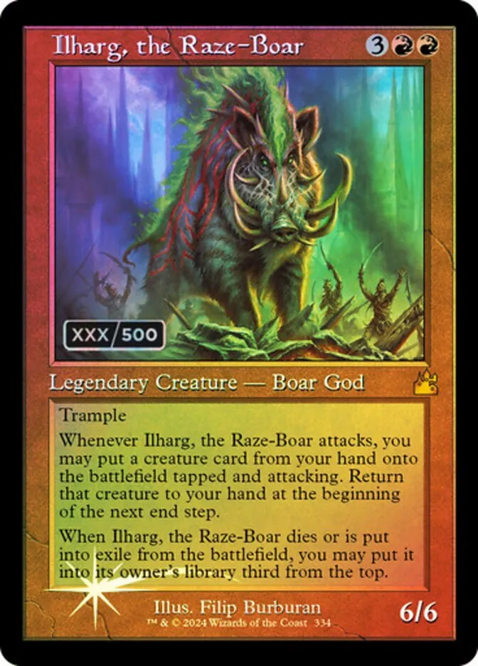 2024 Ravnica Remastered Ilharg, the Raze-Boar mythic #334z mythic card image