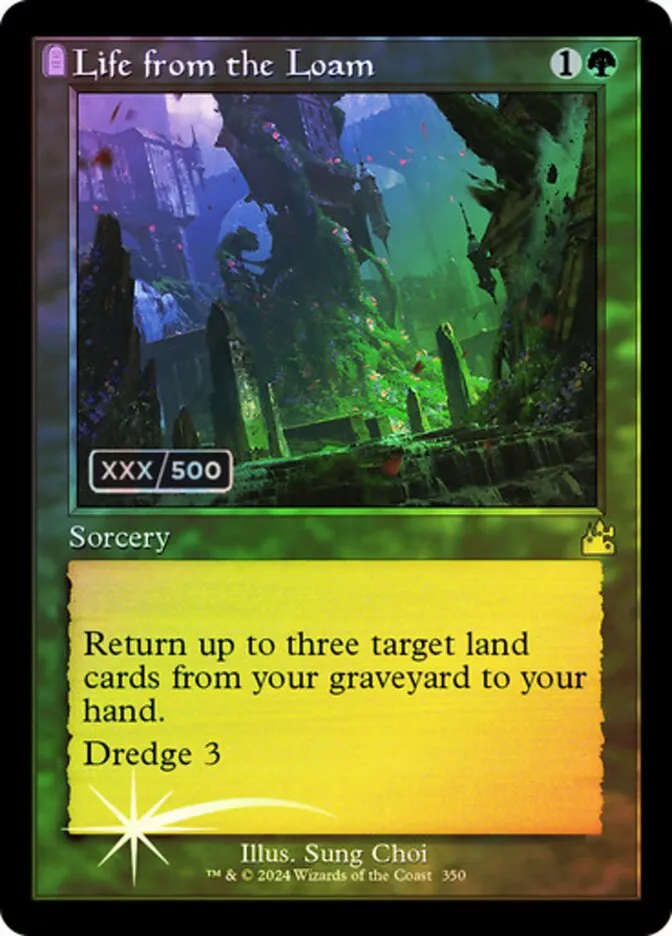 2024 Ravnica Remastered Life from the Loam #350z rare card image