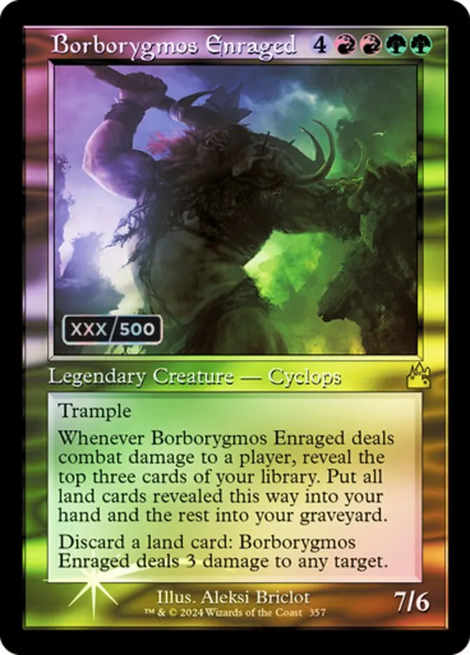 2024 Ravnica Remastered Borborygmos Enraged #357z rare card image