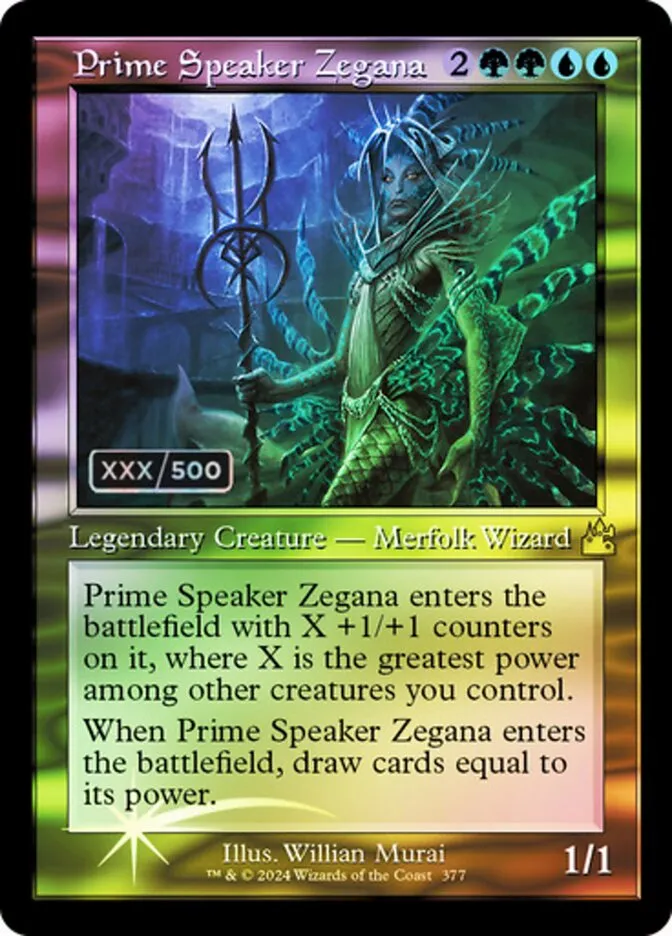 2024 Ravnica Remastered Prime Speaker Zegana #377z rare card image