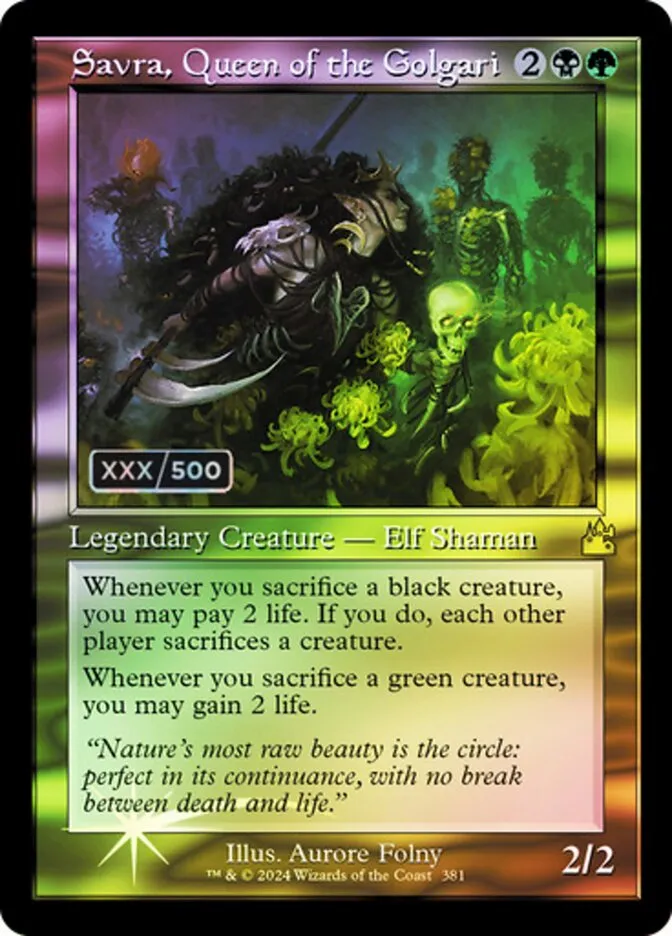 2024 Ravnica Remastered Savra, Queen of the Golgari #381z rare card image