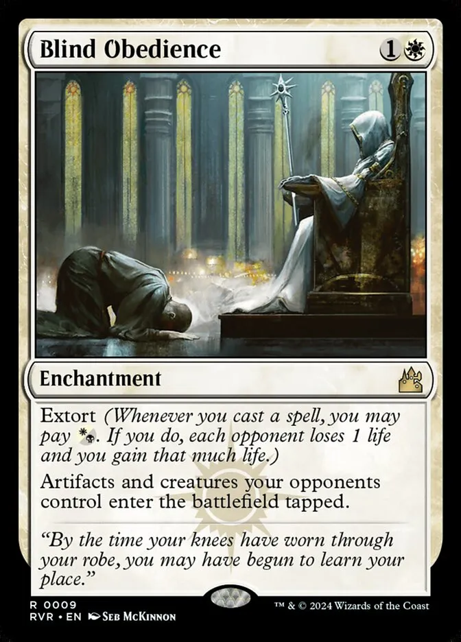 2024 Ravnica Remastered Blind Obedience rare #9 rare card image