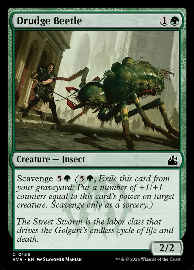2024 Ravnica Remastered Drudge Beetle #136 common card image