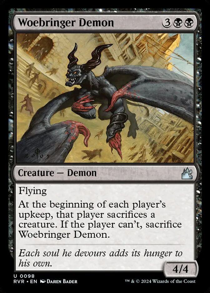 2024 Ravnica Remastered Woebringer Demon #98 uncommon card image