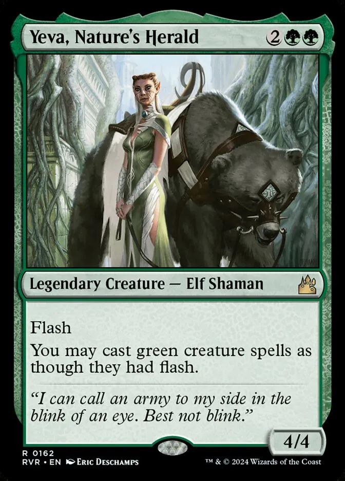 2024 Ravnica Remastered Yeva, Nature's Herald #162 rare card image