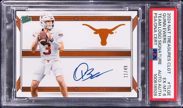 2024 National Treasures Quinn Ewers Collegiate Team Logo Signature #TLQE card image
